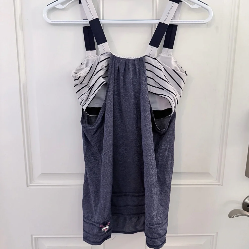 Lululemon Back On Track Tank 6 | Indigo Stripe Drawstring